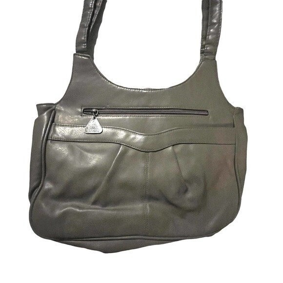 Tandem of California Vintage Tan-Sacs Grey Leather Purse Shoulder Bag - Picture 2 of 11